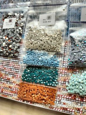 Купити Кава з круасанами Алмазна вишивка Квадратні стрази 40х50 см з голограмними відтінками  в Україні