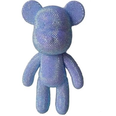 Мишка голубой алмазной мозаикой Набор для создания сияющей игрушки в технике алмазная вышивка Размер фигурки 18см, Голубой, 18см