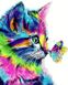 Рисование картин по номерам (без коробки) Цветной кот с бабочкой, Без коробки, 40 х 50 см