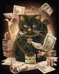 Купити Грошовий кіт Картина за номерами з частковою алмазної мозаїкою  в Україні