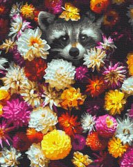 Купити Набір для розфарбовування картини по цифрам без коробки Енотик в квітах  в Україні