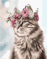 Купить Кошка в веночке Алмазная картина раскраска 40 х 50 см  в Украине