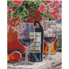 Купити Червоне вино в бокалах 30х40 см (KB061) Набір для творчості алмазна картина  в Україні