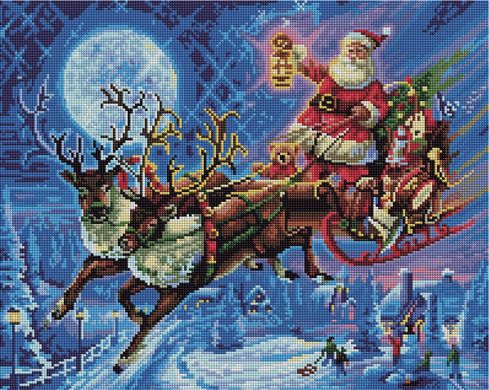 Купить Алмазная мозаика на подрамнике Санта в новогоднюю ночь  в Украине