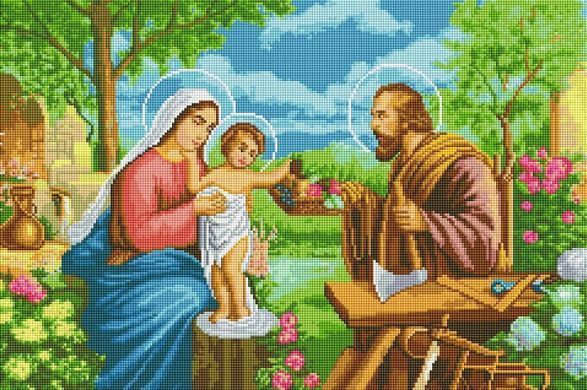 Купити Алмазна мозаїка 40х60 Свята родина з фруктами +голограмні відтінки  в Україні