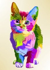 Купити Дитяча картина за номерами маленького розміру Райдужне кошеня  в Україні
