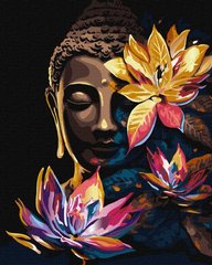Купити Цифрова картина розфарбування Будда з лотосами з фарбами металік extra ©art_selena_ua  в Україні
