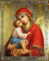 Купити Ікона Божа Матір з Ісусом Мозаїка квадратними каменями на підрамнику 40х50 см  в Україні