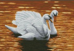 Купити 30668 Вечір на озері (лебеді). Алмазна мозаїка (квадратні, повна)  в Україні