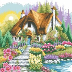 Купити 30618 Будиночок з мальовничим садом. Алмазна мозаїка (квадратні, повна)  в Україні