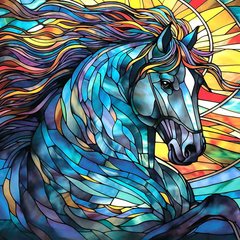 Купить Мощный конь Алмазная мозаика квадратные камни  в Украине