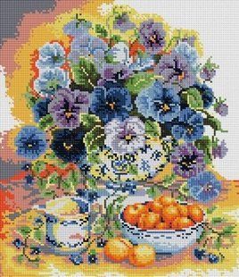 Купить 30518 Фиалки. Алмазная мозаика(квадратные, полная)  в Украине