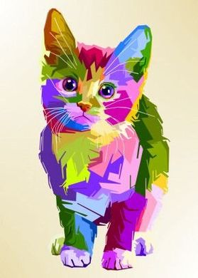 Купити Дитяча картина за номерами маленького розміру Райдужне кошеня  в Україні