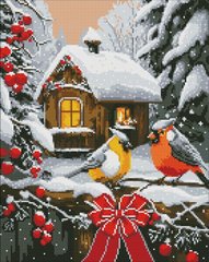 Купити Снігова казка з голограмними стразами (AB) ©art_selena_ua Мозаїчна картина за номерами 40х50 см  в Україні