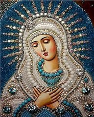 Купити Ікона Розчулення Богородиці Мозаїка квадратними каменями на підрамнику 40х50 см  в Україні