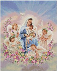 Купити Алмазна мозаїка Діва Марія з ангелами 40х50  в Україні