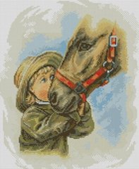 Купити 30720 Хлопчик з конем. Алмазна мозаїка (квадратні, повна)  в Україні