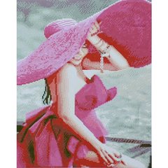 Купити Рожевий капелюх Діамантова мозаїка 40х50 см  в Україні