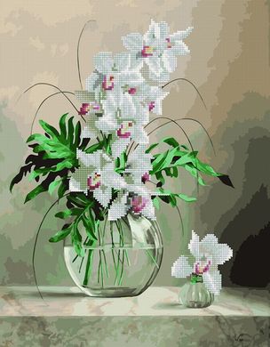 Купити Орхідеї у вазі BrushMe Картина за номерами з елементами алмазної вишивки  в Україні