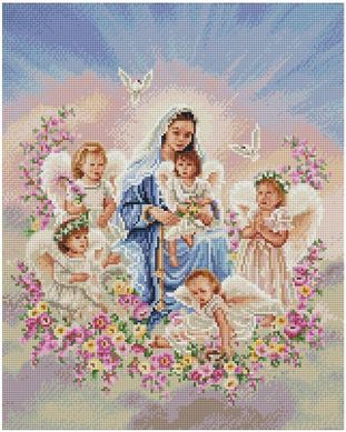 Купити Алмазна мозаїка Діва Марія з ангелами 40х50  в Україні