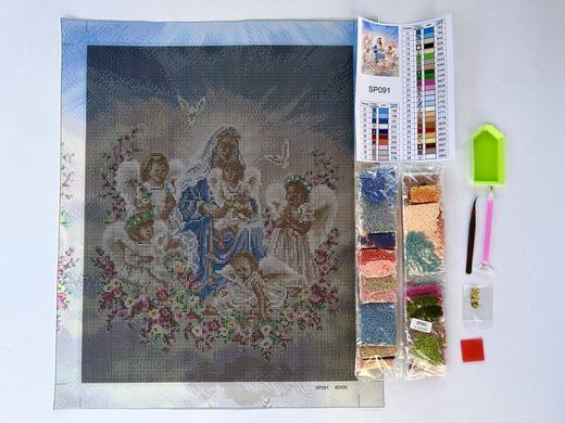 Купить Набор алмазной мозаики Дева Мария с ангелами 40х50  в Украине