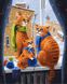 Картина розфарбування по номерах Кішки на віконці 40 х 50 см (без коробки), Без коробки, 40 х 50 см