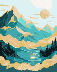 Купити Цифрова картина розфарбування Схід сонця в горах з фарбами металік extra ©art_selena_ua  в Україні