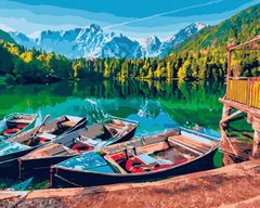 Купить Лодки на озере Набор для рисования по цифрам (без коробки)  в Украине
