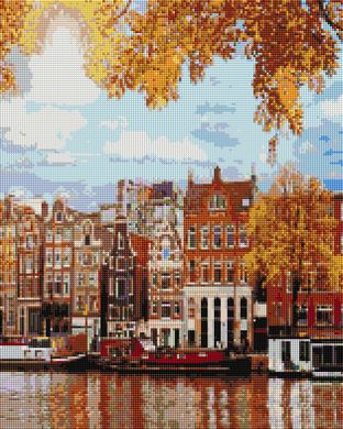 Купити Осінній Амстердам Алмазна картина на підрамнику 40 х 50 см  в Україні