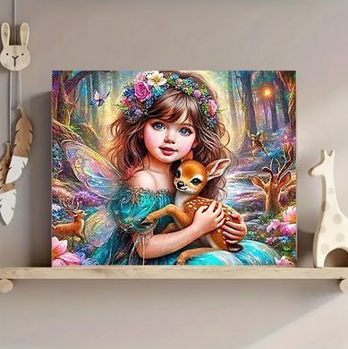 Купить Фея леса Алмазная вышивка Квадратные стразы 40х50 см с голограммными оттенками  в Украине
