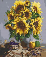 Купити Розфарбовування по номерах Натюрморт з букетом соняшників (без коробки)  в Україні