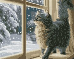 Купити Снігопад за вікном з голограмними стразами (AB) ©art_selena_uа Мозаїчна картина за номерами 40х50 см  в Україні