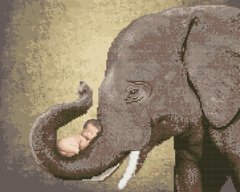 Купити Слон з дитиною Алмазна картина розфарбування 40 х 50 см  в Україні