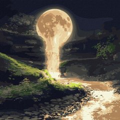 Купити Картини розмальовки за номерами Місячний водоспад з фарбами металік  в Україні