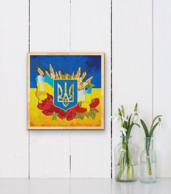 Купить Патриотическая алмазная мозаика Символика Украины 30х30 см  в Украине