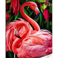 Купити Рожеві фламінго Алмазна мозаїка на підрамнику, квадратні 30х40 см  в Україні