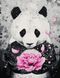 Панда з квіткою Алмазна мозаїка квадратні стрази На підрамнику