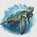 Блакитна черепаха Діамантова мозаїка круглими камінчиками На підрамнику 40х40 см
