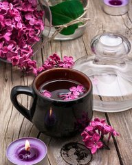 Купити Чай з ароматом бузка Набір для алмазної мозаїки на підрамнику 30х40см  в Україні