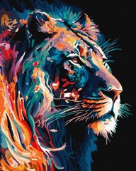 Купити Цифрова картина розфарбування Граціозний лев з фарбами металік extra ©art_selena_ua  в Україні