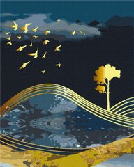Купити Розфарбовування по номерах Птахи ночі з золотою фарбою (без коробки)  в Україні