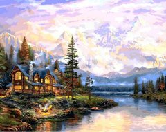 Купити Картина розфарбування по цифрам Будинок біля гірського озера  в Україні