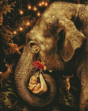 Купить Волшебный слон Алмазная мозаика На подрамнике, круглые камушки  в Украине