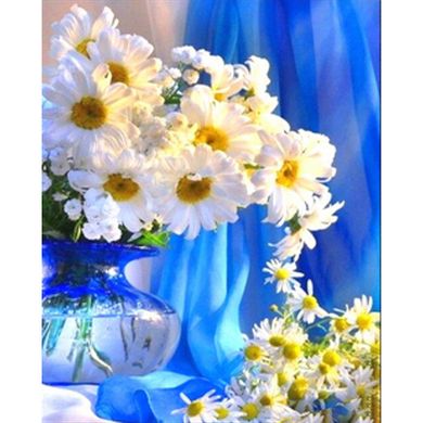 Купить Ромашки на синем фоне Набор для алмазной картины На подрамнике 40х50  в Украине