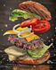 Бургер Алмазна вишивка Квадратні стрази 40х50 см з голограмними відтінками