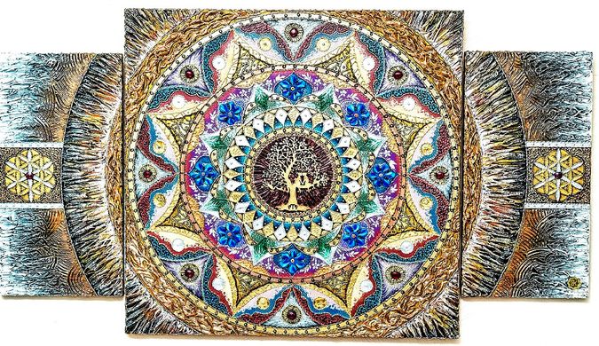 Купить Алмазная мозаика Триптих Мандала – Дерево Любви в круге Жизни  в Украине