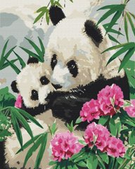 Купить Раскрашивание по номерам Мама панда с детенышем (без коробки)  в Украине