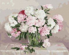 Купити Картина за номерами без коробки Біло-рожеві півонії  в Україні