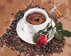 Купить Кофе с нотками романтики Картина антистресс по номерам на подрамнике  в Украине