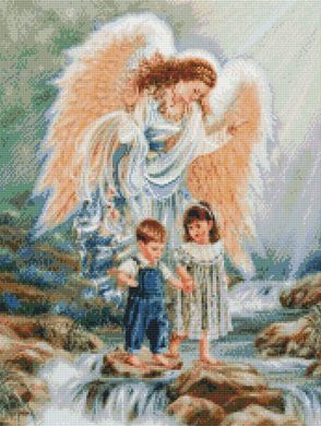 Купить Алмазная вышивка с круглыми камушками на подрамнике Ангел над детьми  в Украине
